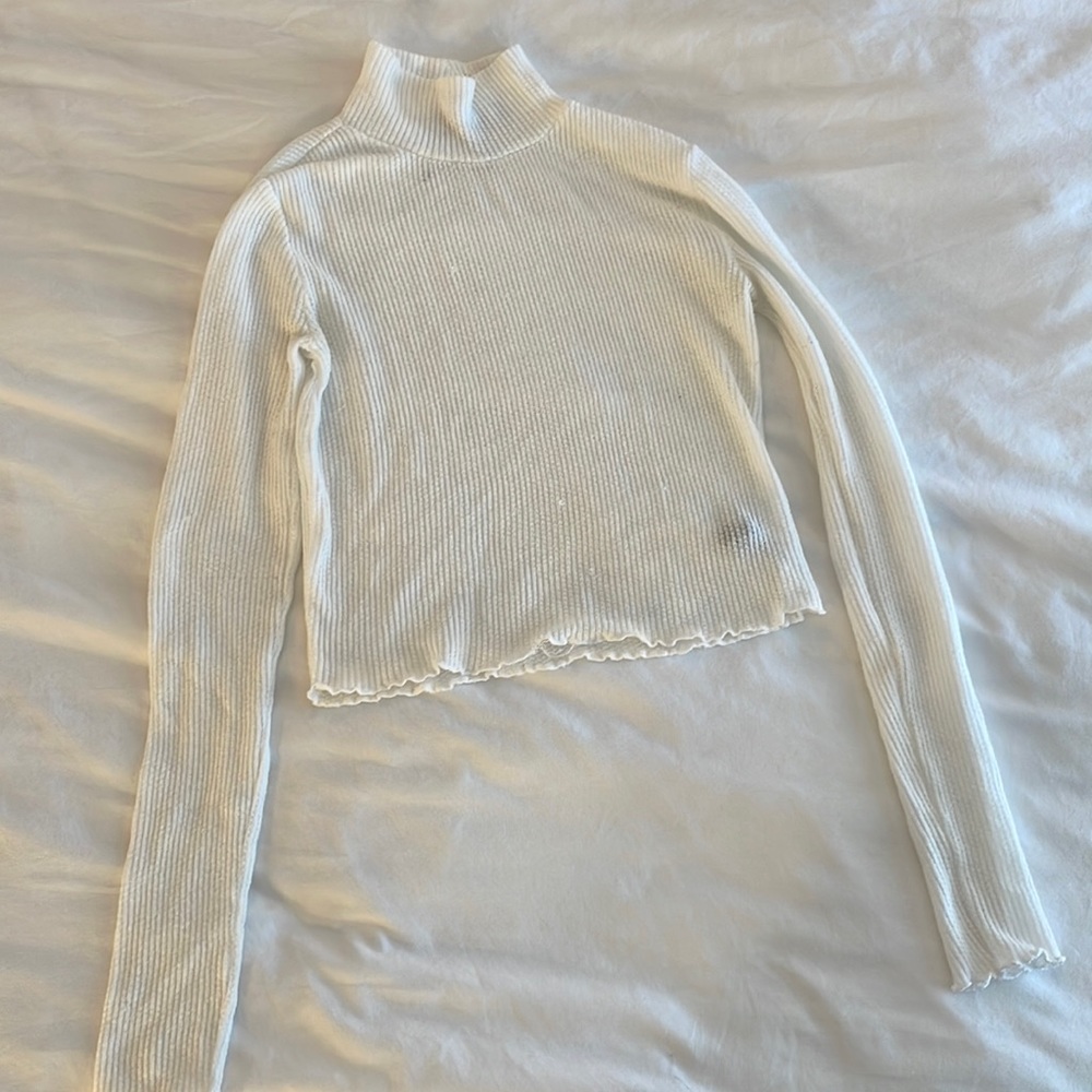 White Slim Turtleneck Sweater